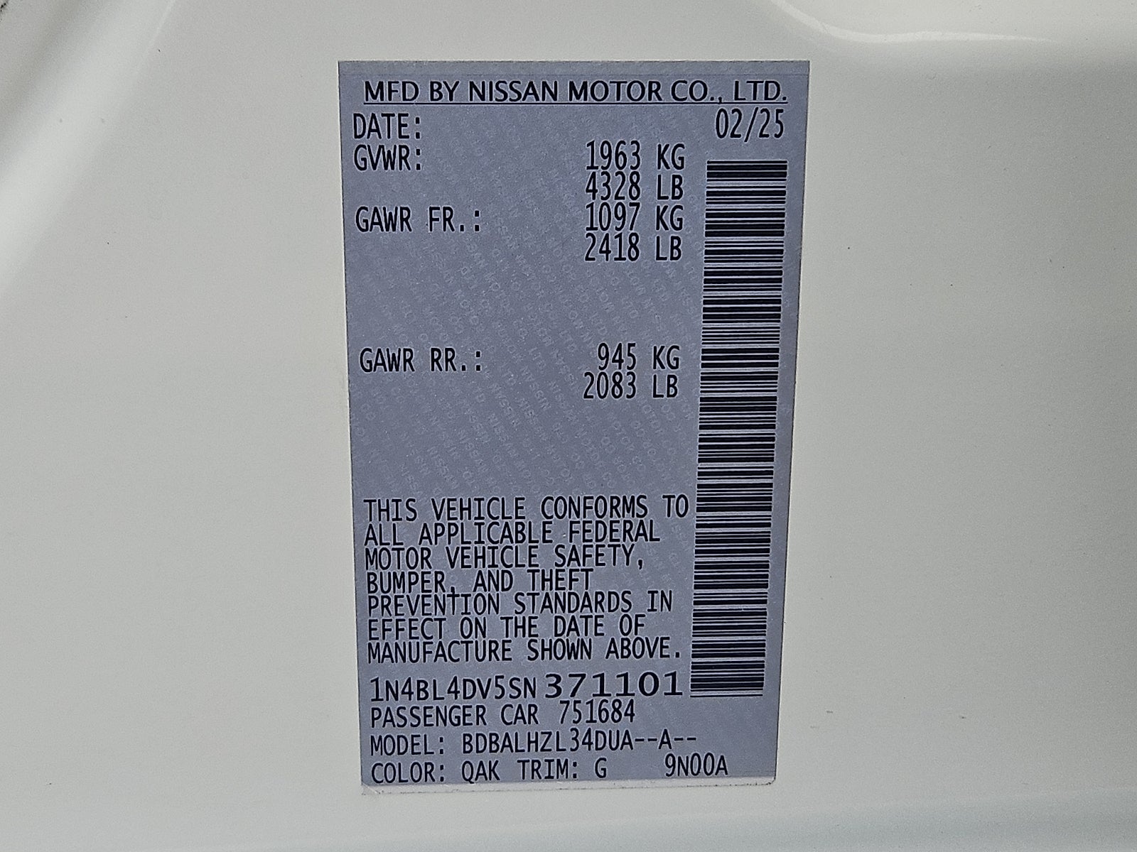 2025 Nissan Altima SV
