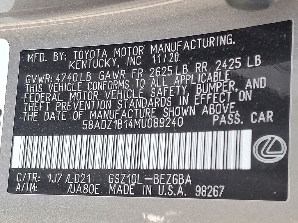 2021 Lexus ES 350 Base