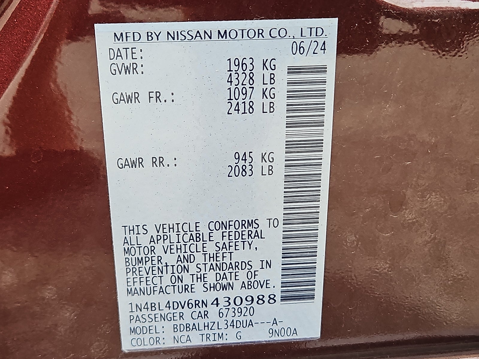 2024 Nissan Altima SV FWD