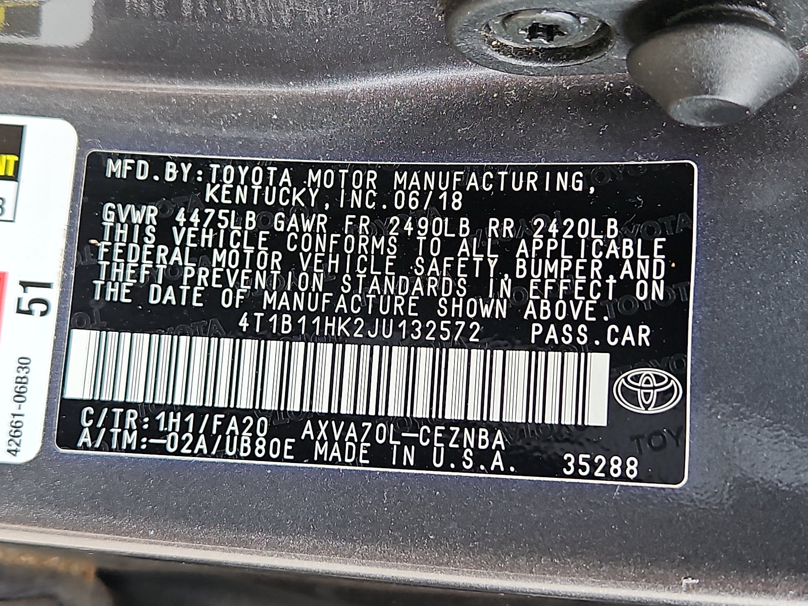 2018 Toyota Camry LE