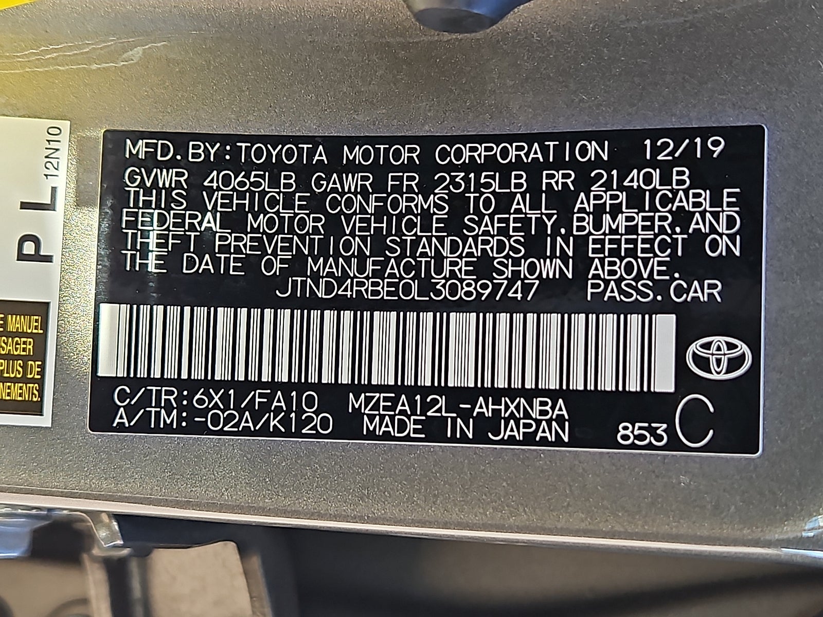 2020 Toyota Corolla Hatchback SE